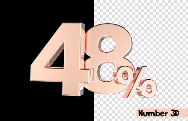 48 Number Gold 3d render