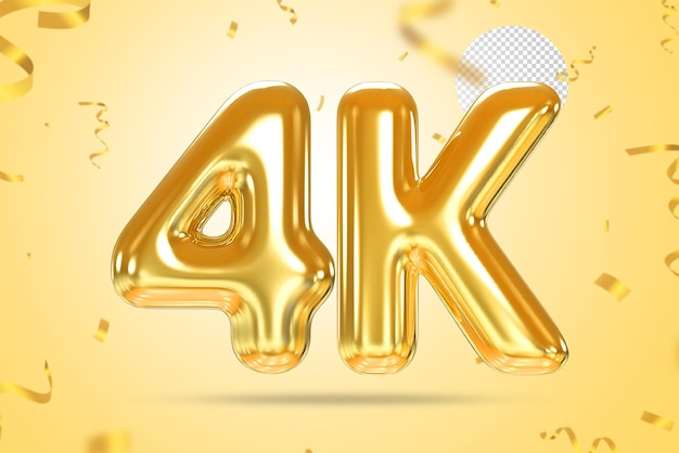 4K Followers Gold Balloons Number