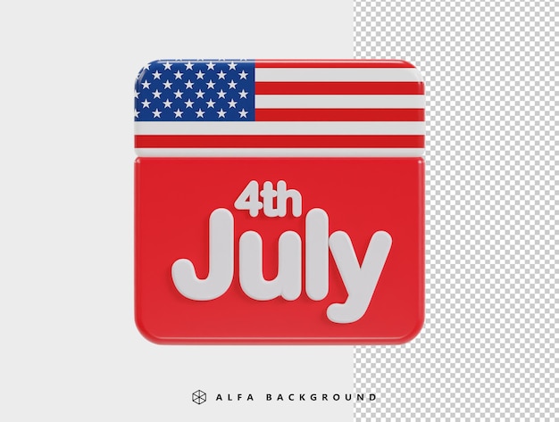 4th July American Independence Day 3d vector icon illustration