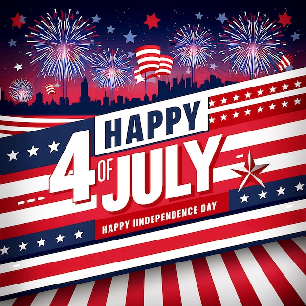 PSD 4th july american independence day celebration social media poster template