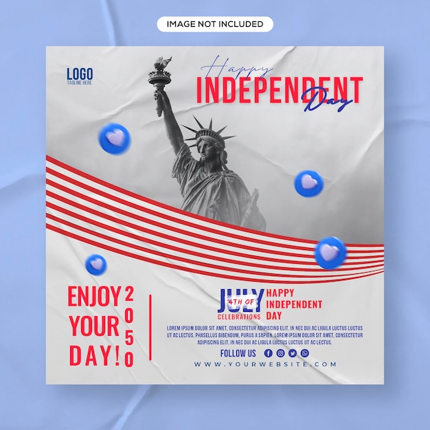 4th of July american independence day social Media post design Template