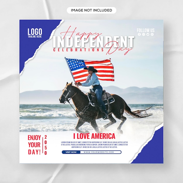 4th of July American independence day social Media post design Templates