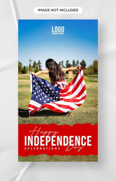 4th of July american independence day social Media story post design Template