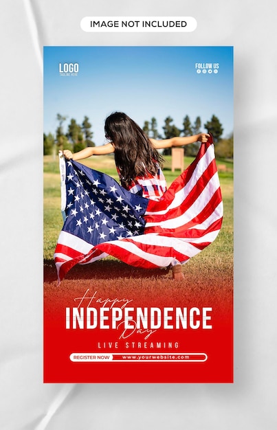 4th of July american independence day social Media story post design Template