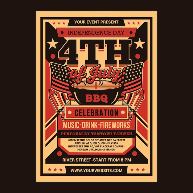 4th of July BBQ Flyer Template