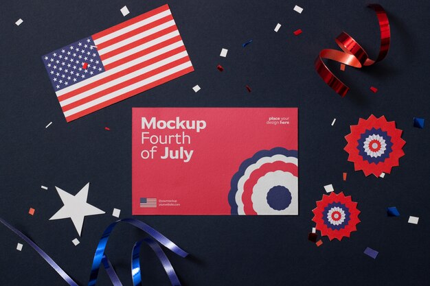 4th of july card mock-up with elements and decorations