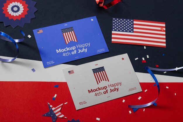 4th of july card mock-up with elements and decorations