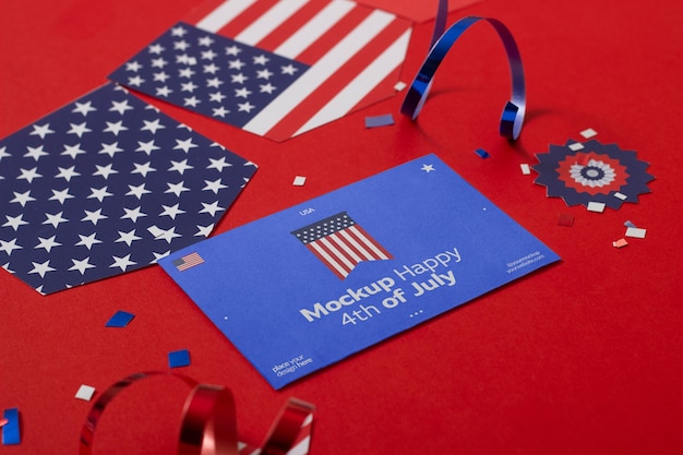 4th of july card mock-up with elements and decorations