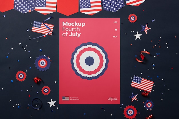 4th of july card mock-up with elements and decorations