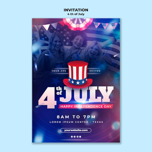 4th of july celebration invitation template