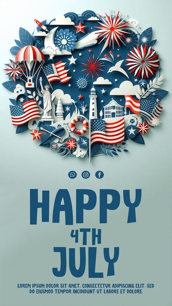 PSD 4th of july celebration poster