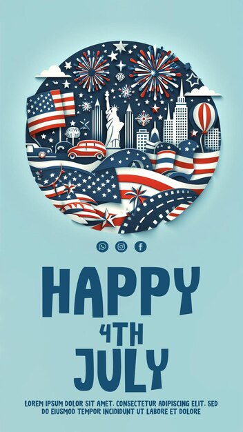 PSD 4th of july celebration poster