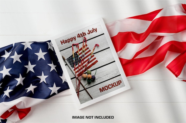 4th July Holiday mockup with flag