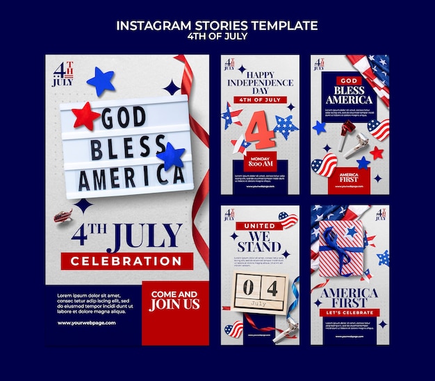 4th of july instagram stories design template