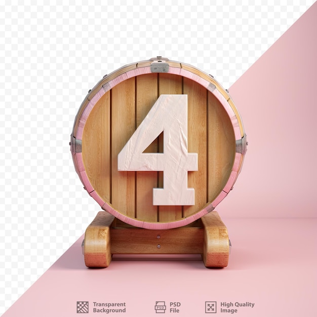 4th wooden barrel on transparent background