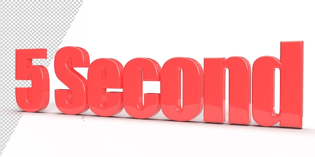 5 Sec 3d rendering time concepts red highquality 3d illustration on white background