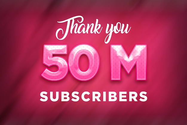 50 Milion Subscribers Celebration Greeting Banner with Pink Design