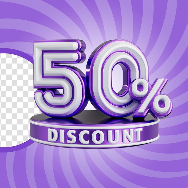 50 percent discount for online shop sale banner realistic number 3d render concept