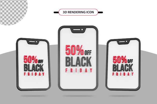 50 percent off for black friday 3d rendering icon