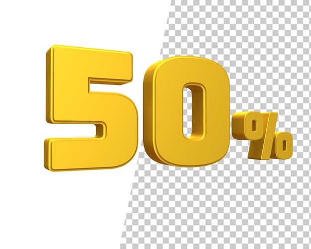 50 percentage gold number 3d render