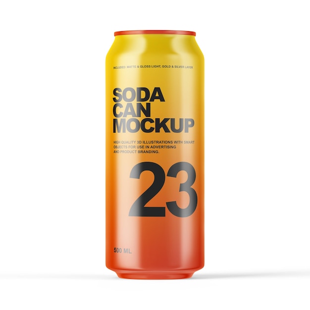 500 ml soda can matte and gloss mockup