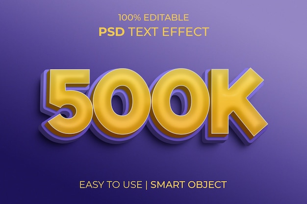 500k text effect 3d editable text style