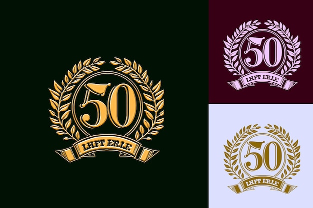 50Th Anniversary Emblem Logo With a Large 50 in the Center S Vector Abstract Design Collections