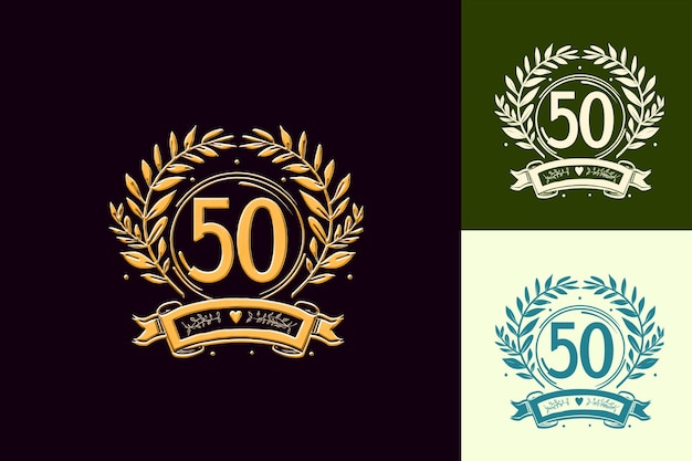 50Th Anniversary Emblem Logo With a Large 50 in the Center S Vector Abstract Design Collections