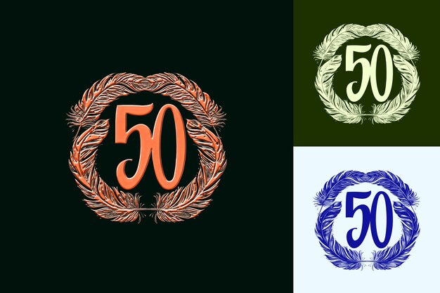 50Th Anniversary Emblem Logo With a Stylized 50 in the Cente Vector Abstract Design Collections