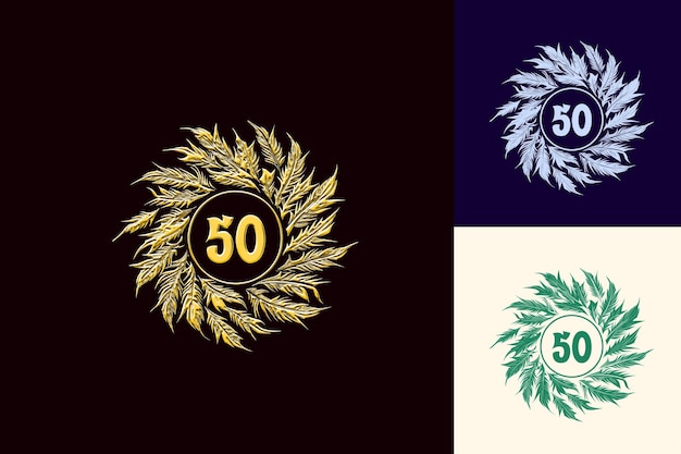 PSD 50th anniversary emblem logo with a stylized 50 in the cente vector abstract design collections