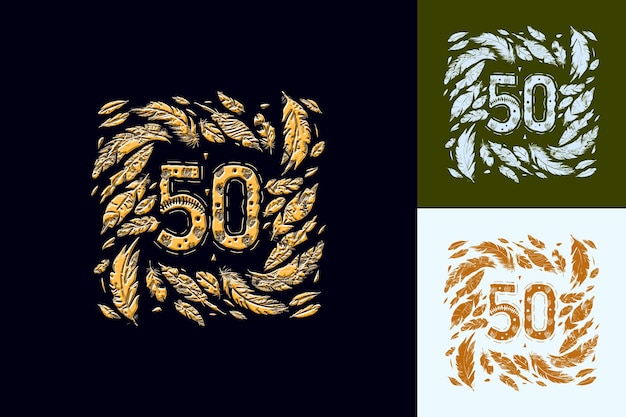 PSD 50th anniversary emblem logo with a stylized 50 in the cente vector abstract design collections