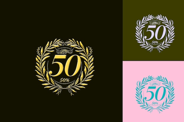 PSD 50th anniversary logo with a classic elegant design featurin vector abstract design collections