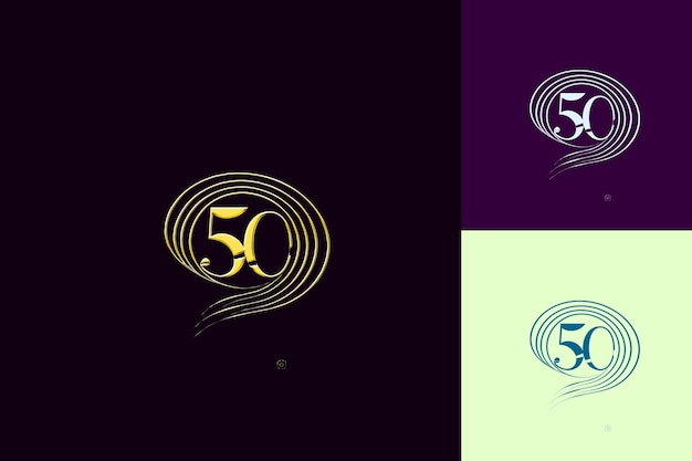 50Th Anniversary Logo With a Gold Emblem Featuring a Bold an Vector Abstract Design Collections