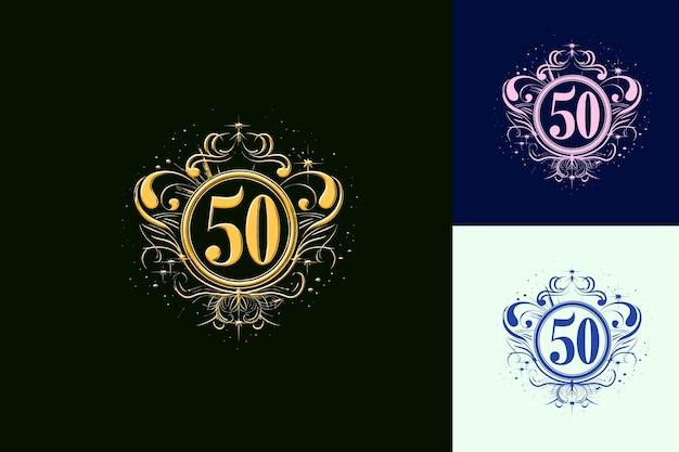 50Th Anniversary Logo With a Gold Emblem Featuring a Bold an Vector Abstract Design Collections