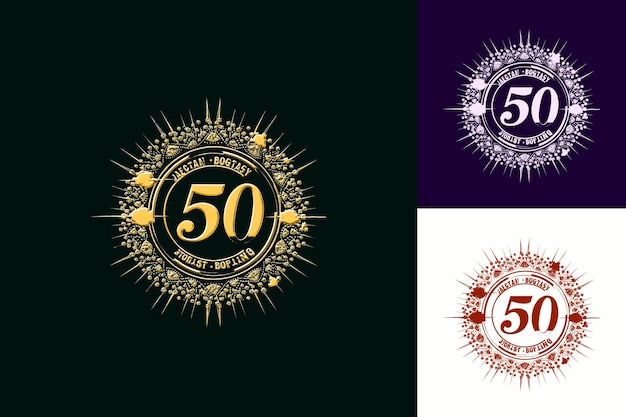 50Th Anniversary Medallion Logo With a Stylized 50 in the Ce Vector Abstract Design Collections