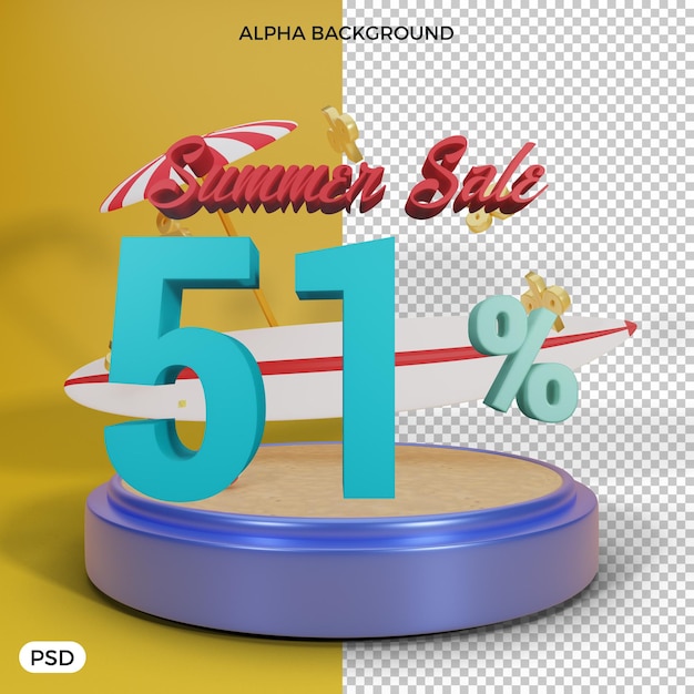 51 percent summer discount offer 3d render