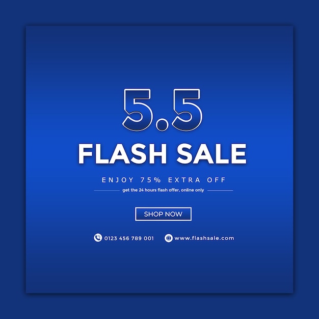 55 flash sale Instagram post 55 sale blue colour