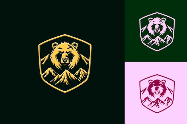 55Th Anniversary Family Crest Logo With a Bear and a Mountai Vector Abstract Design Collections