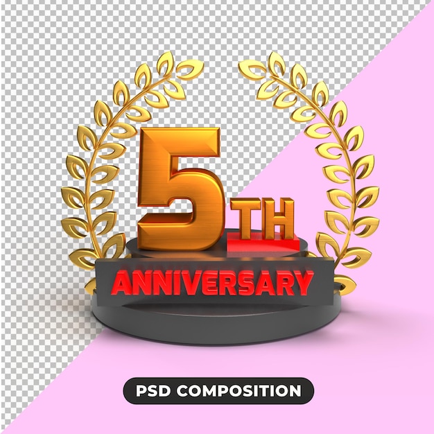 PSD 5th anniversary celebration 3d rendering