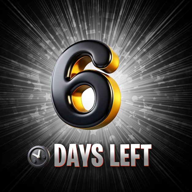 PSD 6 days left countdown date number promotional banner or background