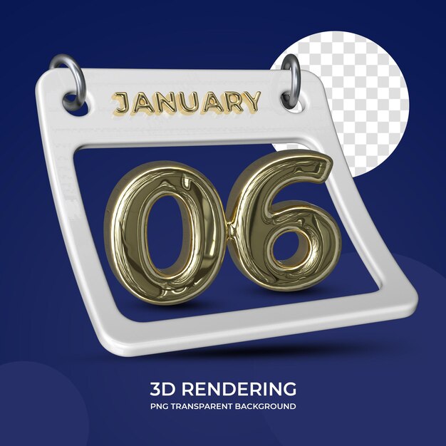 PSD 6 january celebration poster template 3d rendering