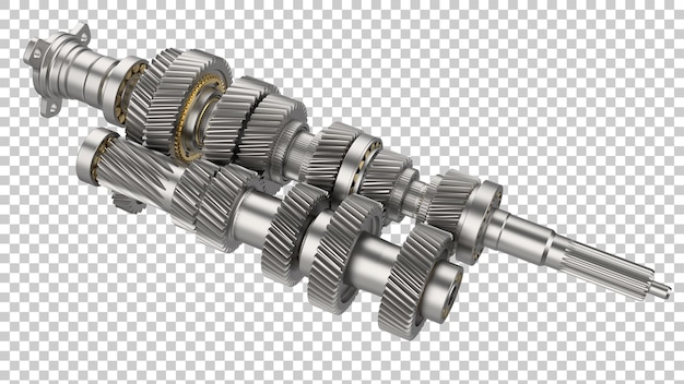 6 speed transmission on transparent background 3d rendering illustration