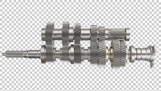 6 speed transmission on transparent background 3d rendering illustration