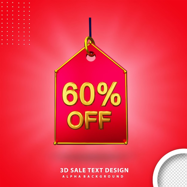 60 percent off discount sale tag icon psd