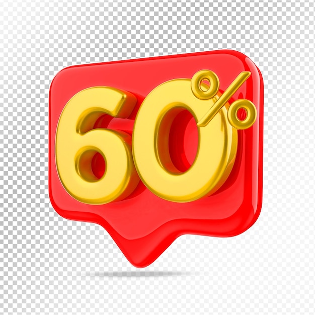 60 percent offer in red 3d rendering