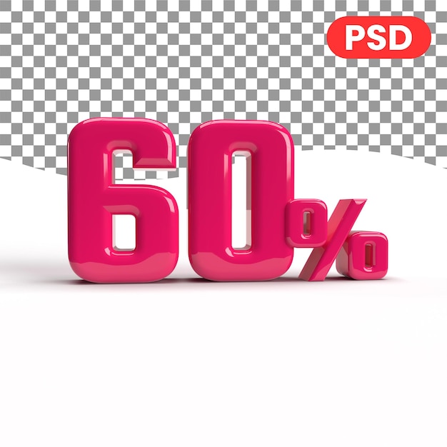 60 percent tag in highquality 3D rendering file sale label symbol for the shopping mall sixty