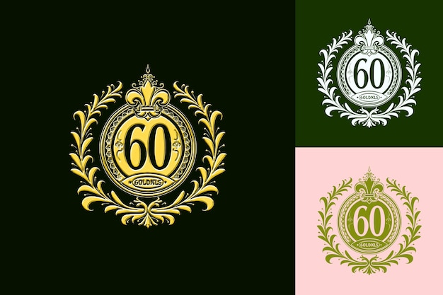 PSD 60th anniversary crest logo with a stylized 60 in the center vector abstract design collections