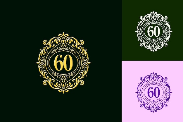 60Th Anniversary Seal Logo With a Stylized 60 in the Center Vector Abstract Design Collections