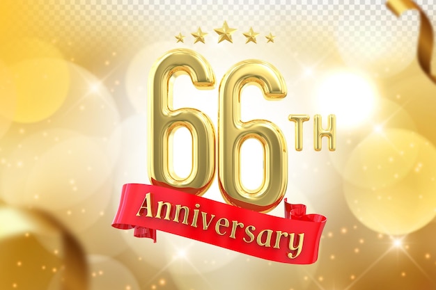 66th Anniversary Gold Banner 3D