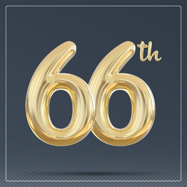 66th year anniversary number golden